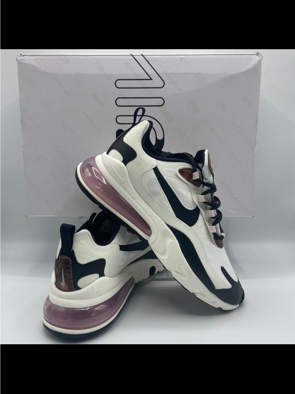 Nike Women’s Air Max 270 React Sneakers - White, Black & Mauve